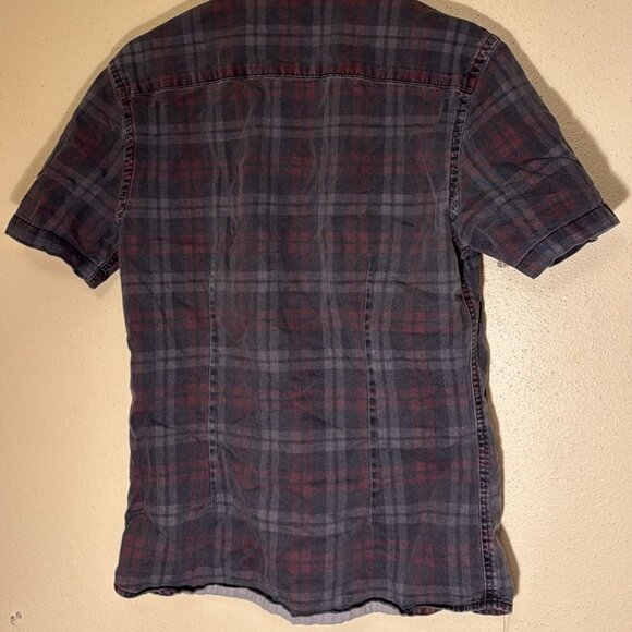 Button down short-sleeve shirt plaid shirt - Picture 4 of 4